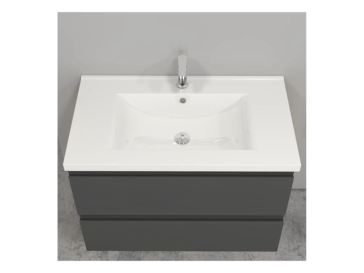 Meuble salle de bain anthracite avec 2 tiroirs à une fermeture amortie avec une vasque à suspendre 79x44.5x52(L*W*H)cm