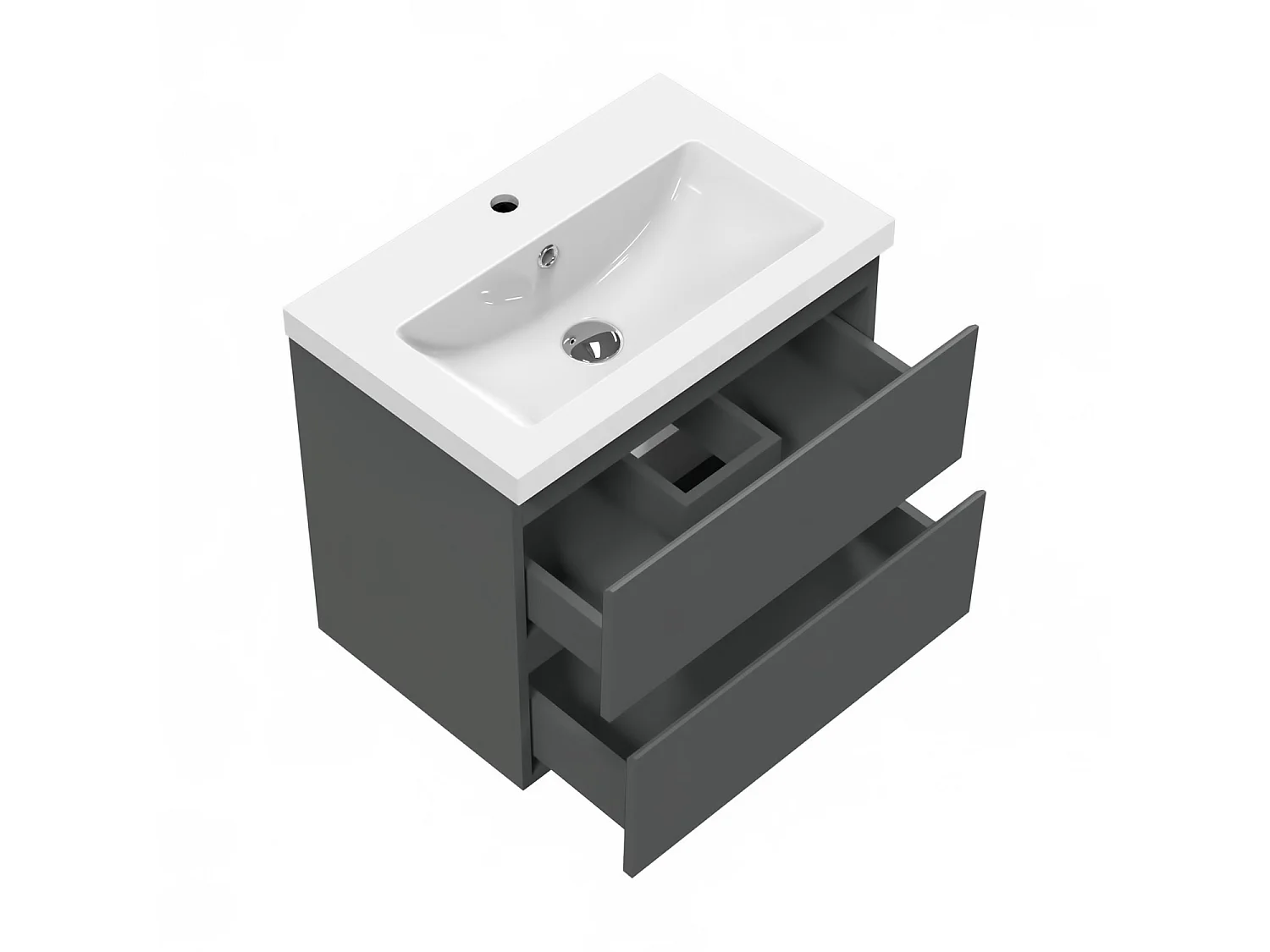 Meuble salle de bain anthracite avec 2 tiroirs à une fermeture amortie avec une vasque à suspendre 79x44.5x52(L*W*H)cm