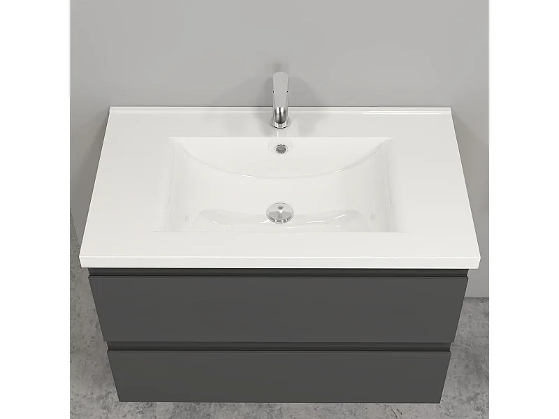 Meuble salle de bain anthracite avec 2 tiroirs à une fermeture amortie avec une vasque à suspendre 79x44.5x52(L*W*H)cm