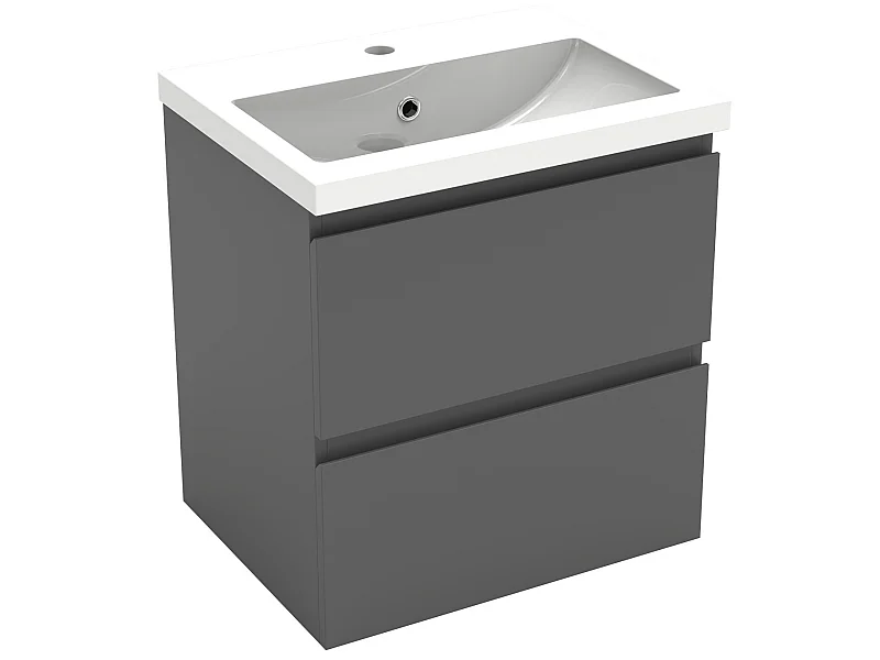 Meuble salle de bain anthracite deux tiroirs avec une vasque à suspendre 50x38.5x52cm Aica