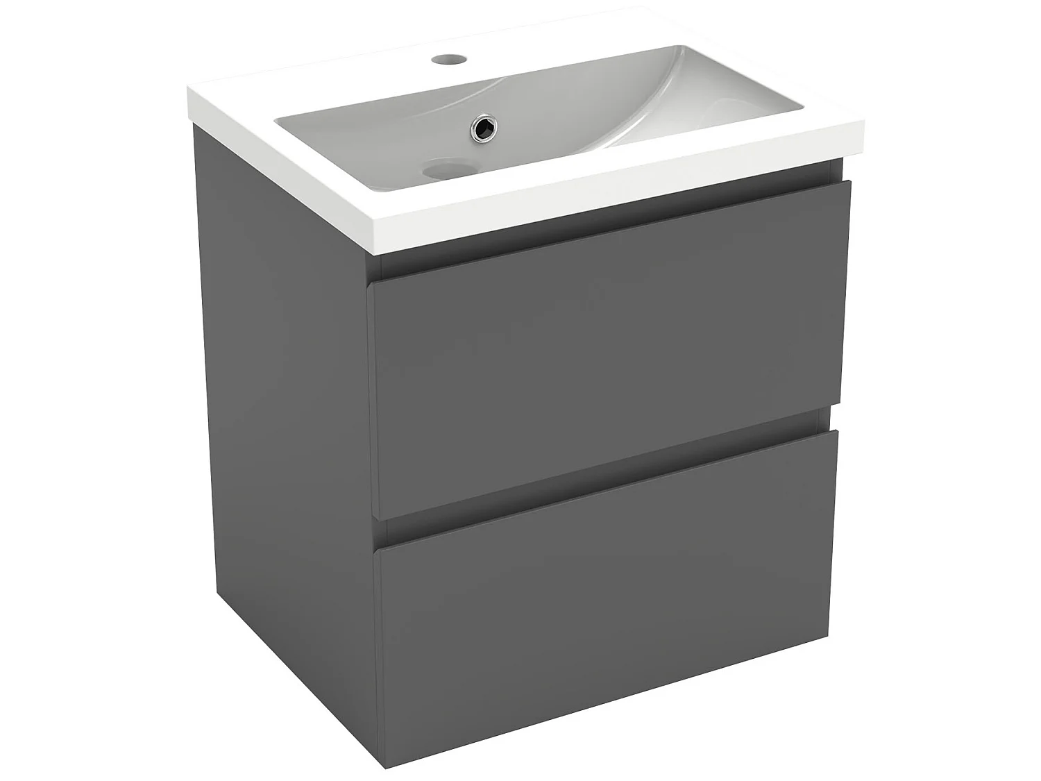 Meuble salle de bain anthracite deux tiroirs avec une vasque à suspendre 50x38.5x52cm Aica