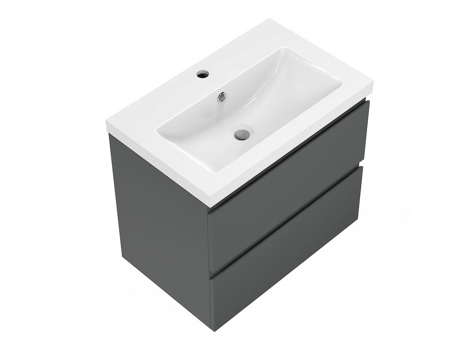 Meuble salle de bain anthracite deux tiroirs avec une vasque à suspendre 50x38.5x52cm Aica