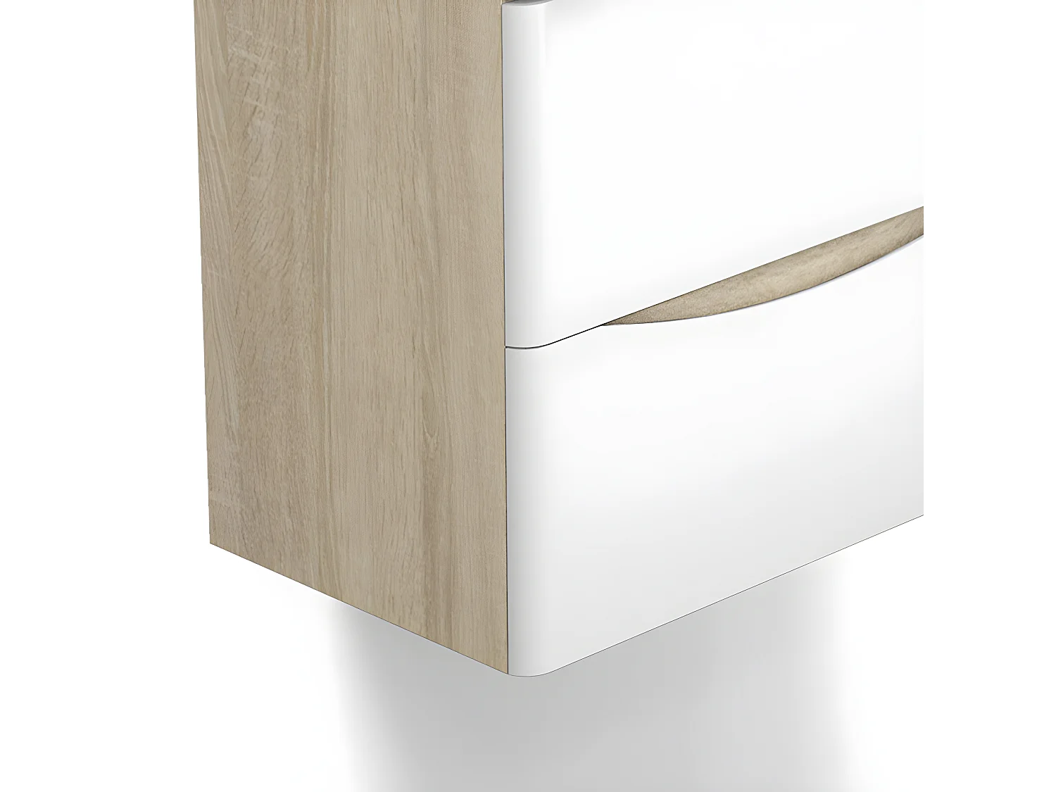 Meuble de rangement de salle de bain avec lavabo Blanc et Bois Clair 60cm Aica