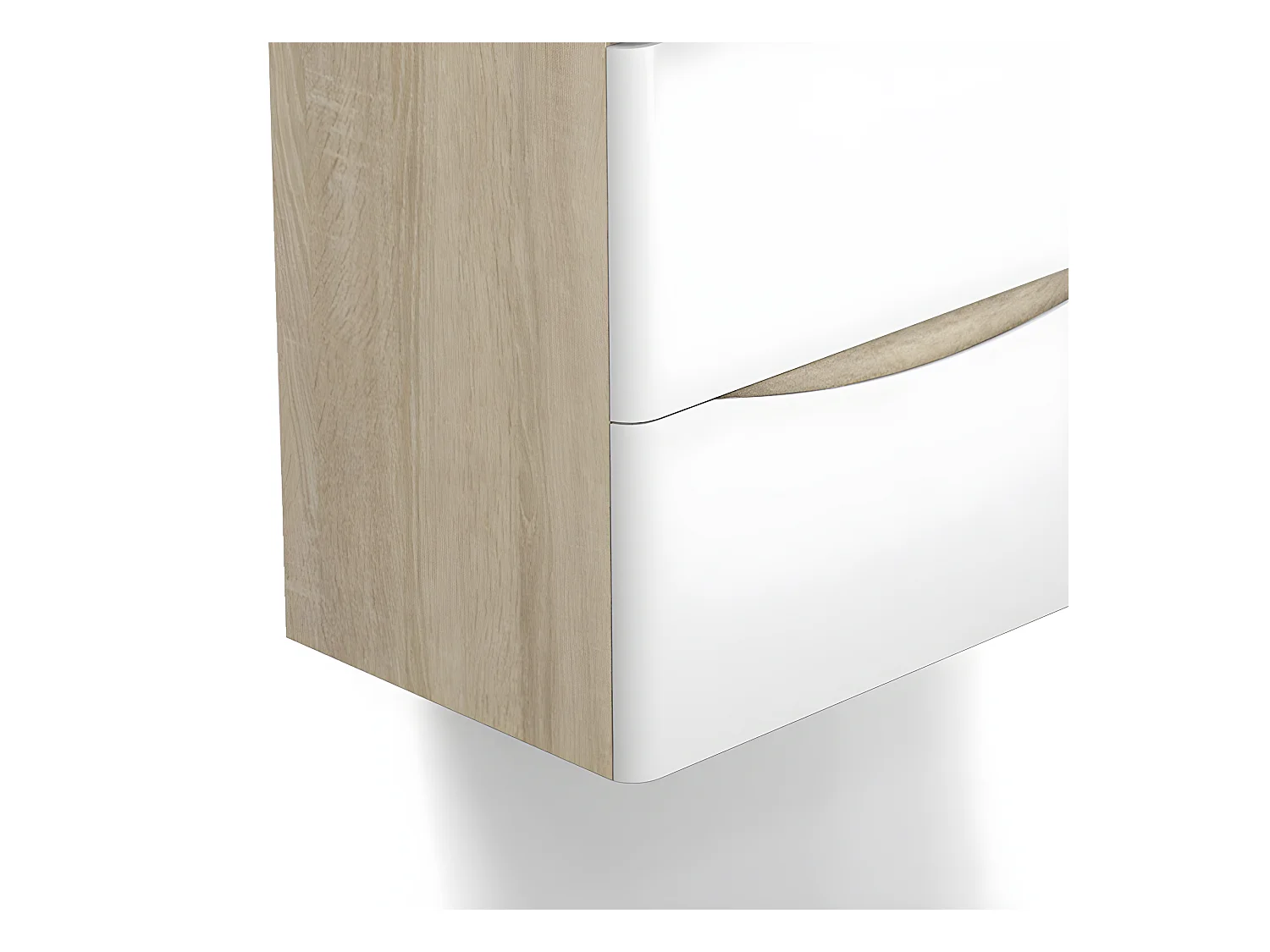 Meuble de rangement de salle de bain avec lavabo Blanc et Bois Clair 60cm Aica