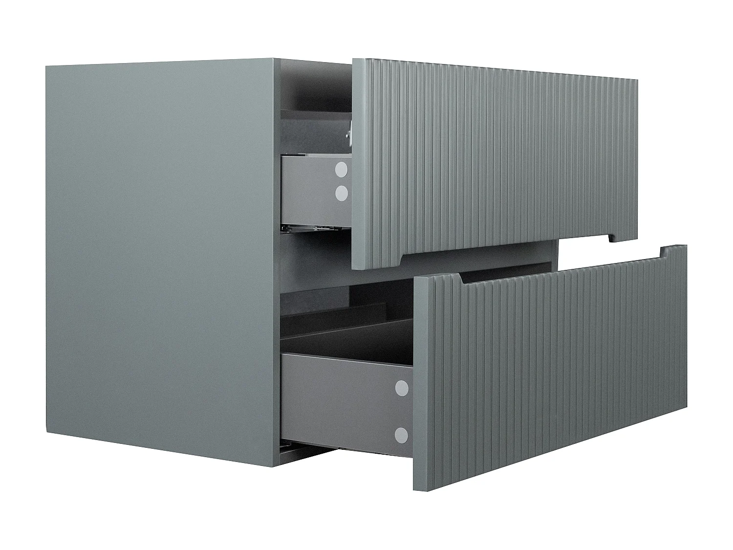 Grijs geribbeld hangmeubel onder wastafel - 80 cm - PAVANI