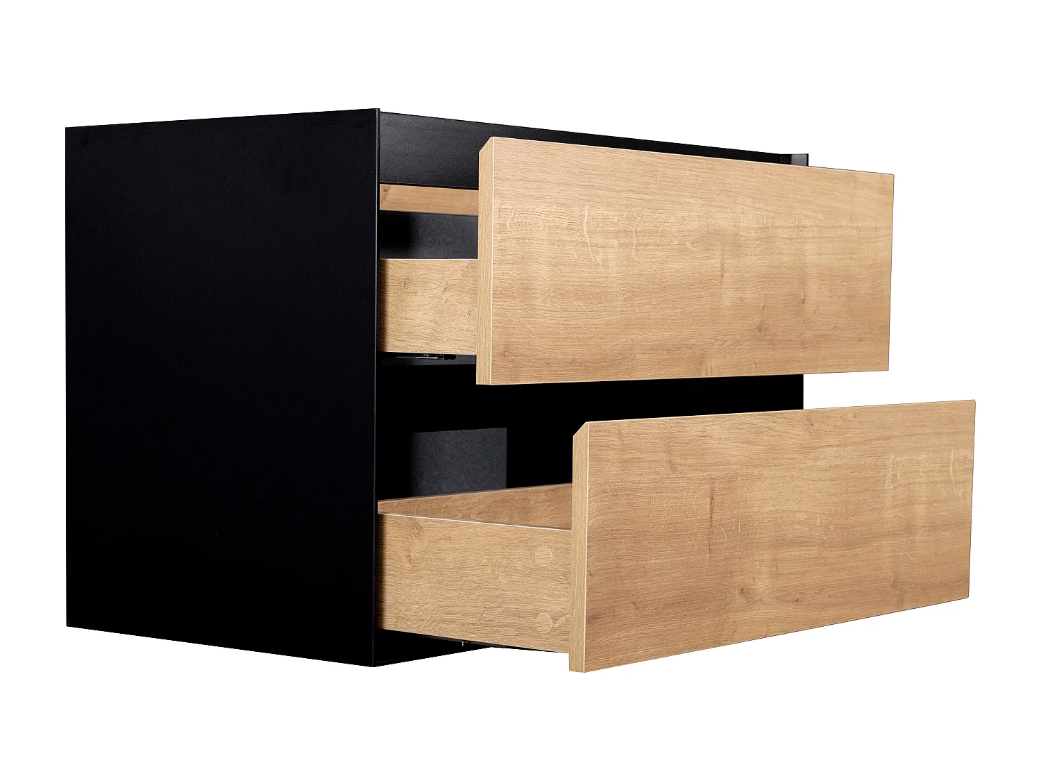 Mueble de baño bajo lavabo flotante color natural y negro - 80 cm - LANNICK