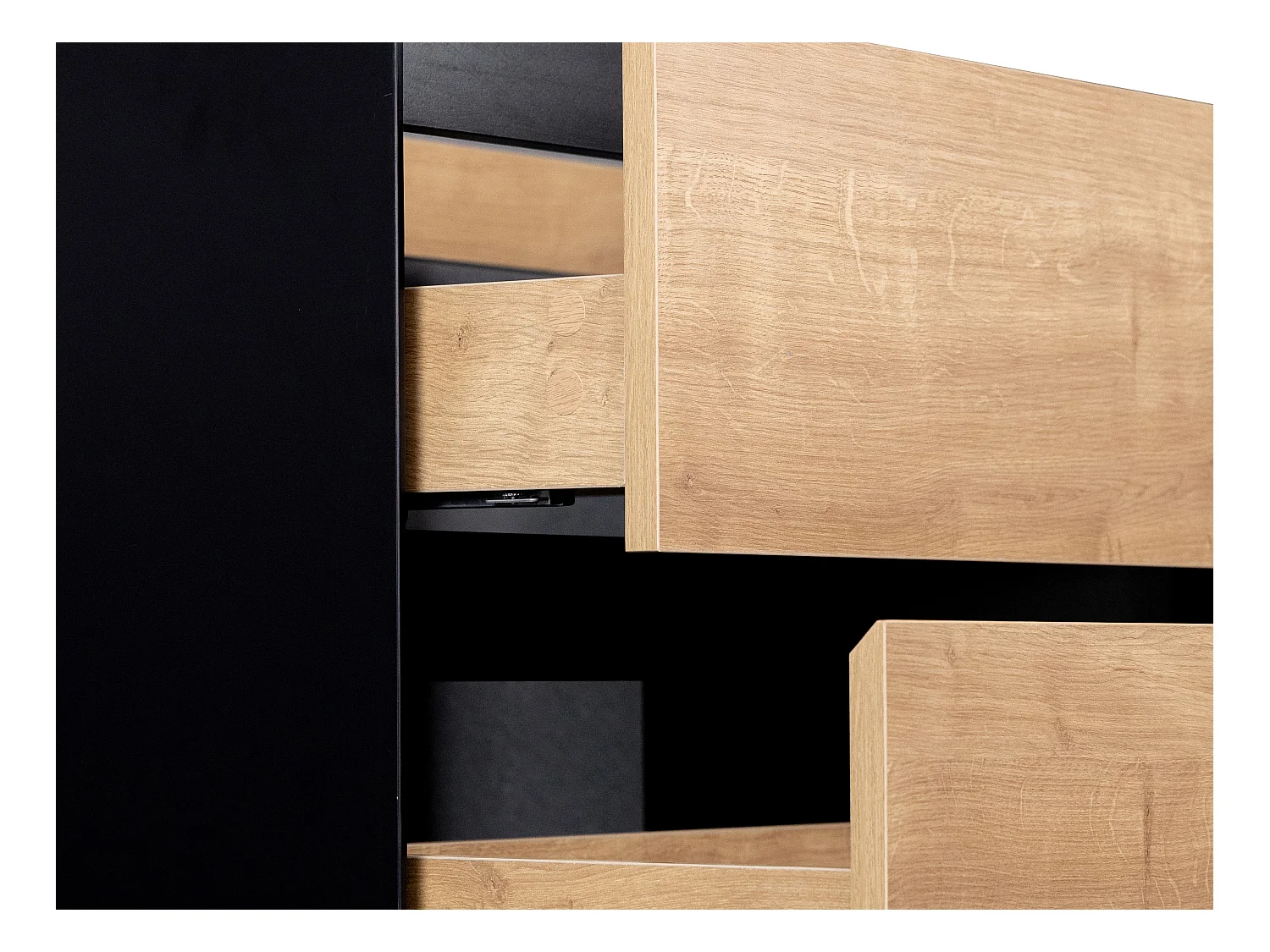 Hangend meubel onder wastafel, naturel en zwart - 80 cm - LANNICK