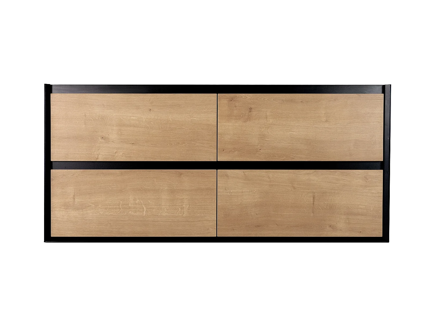 Ophængt vaskeskabinet med vask - Lys naturlig farve og sort - 120 cm - LANNICK