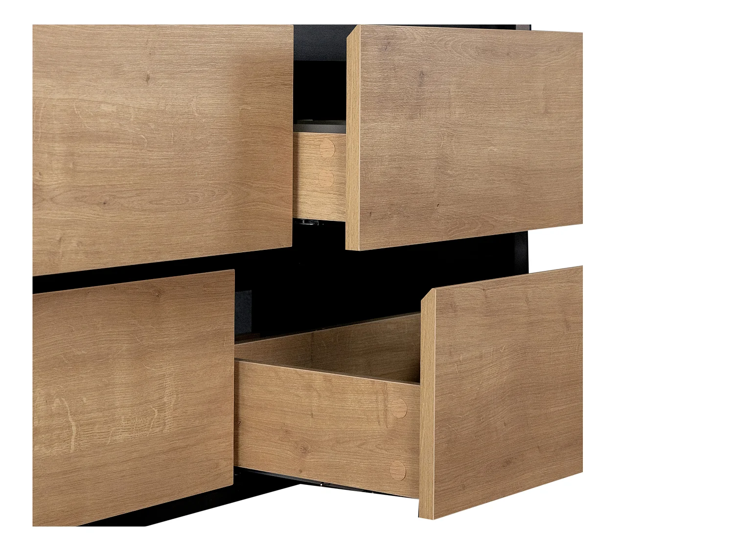 Ophængt vaskeskabinet med vask - Lys naturlig farve og sort - 120 cm - LANNICK