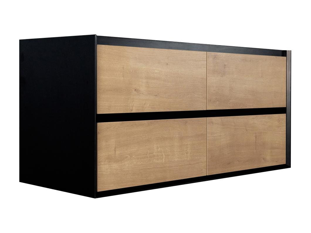 Meuble sous vasque suspendu - Coloris naturel clair et noir - 120 cm - LANNICK
