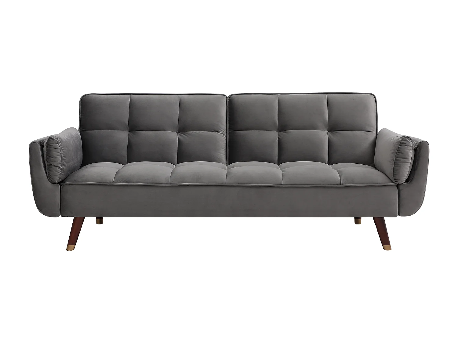 Driezitsslaapbank van grijs velours GULCAN