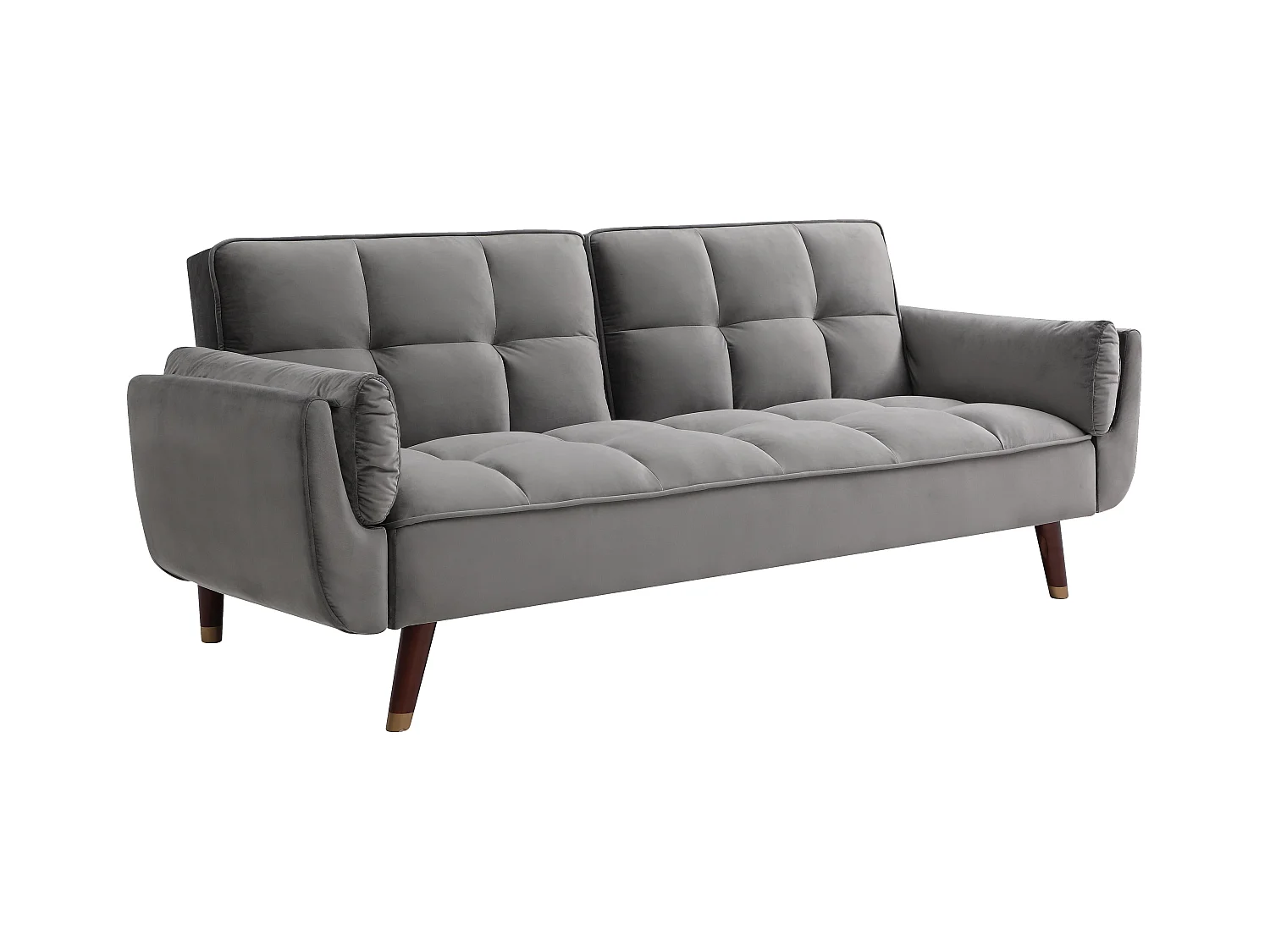 Klappsofa 3-Sitzer mit Schlaffunktion - Samt - Grau - GULCAN