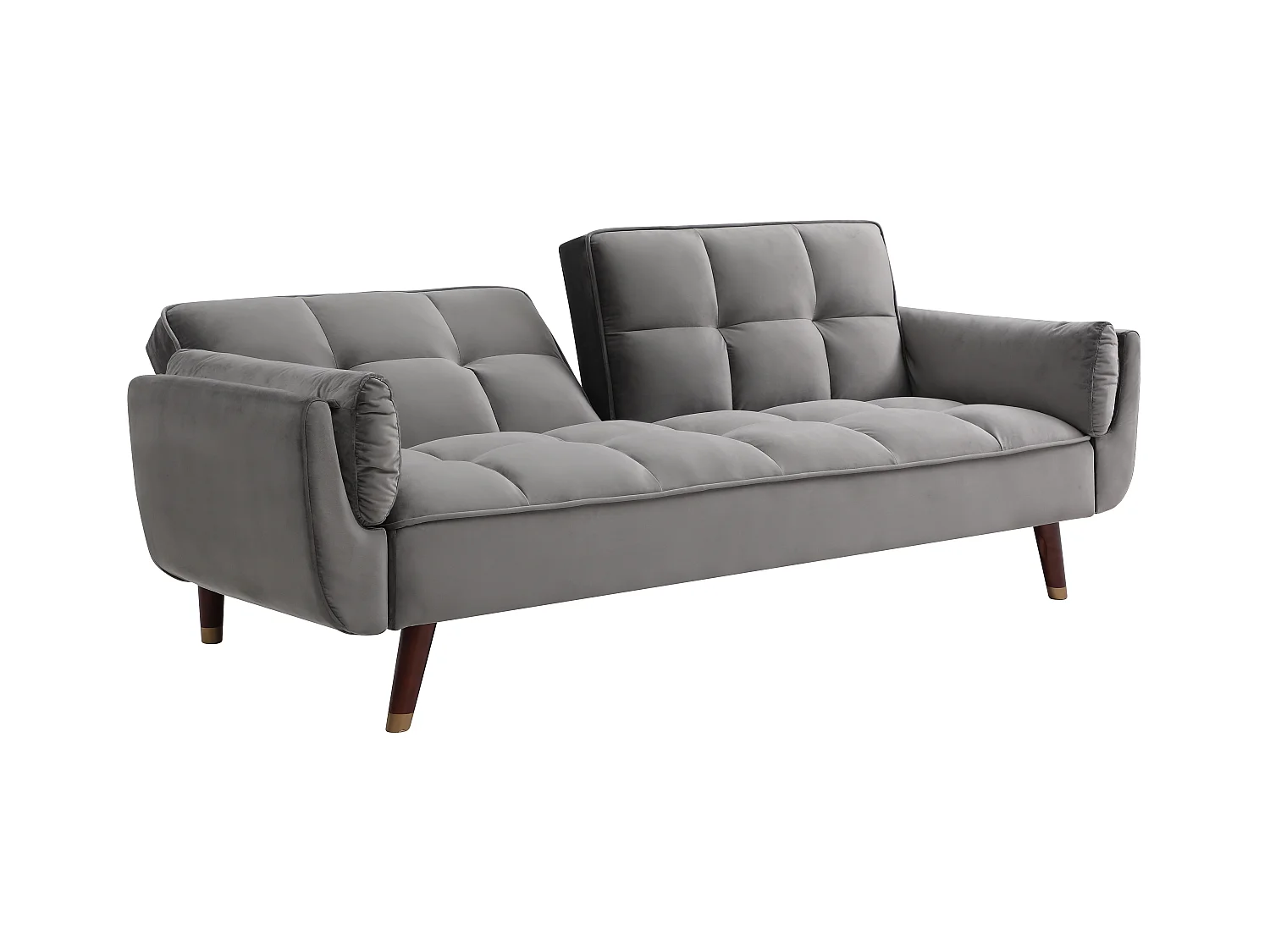 Klappsofa 3-Sitzer mit Schlaffunktion - Samt - Grau - GULCAN
