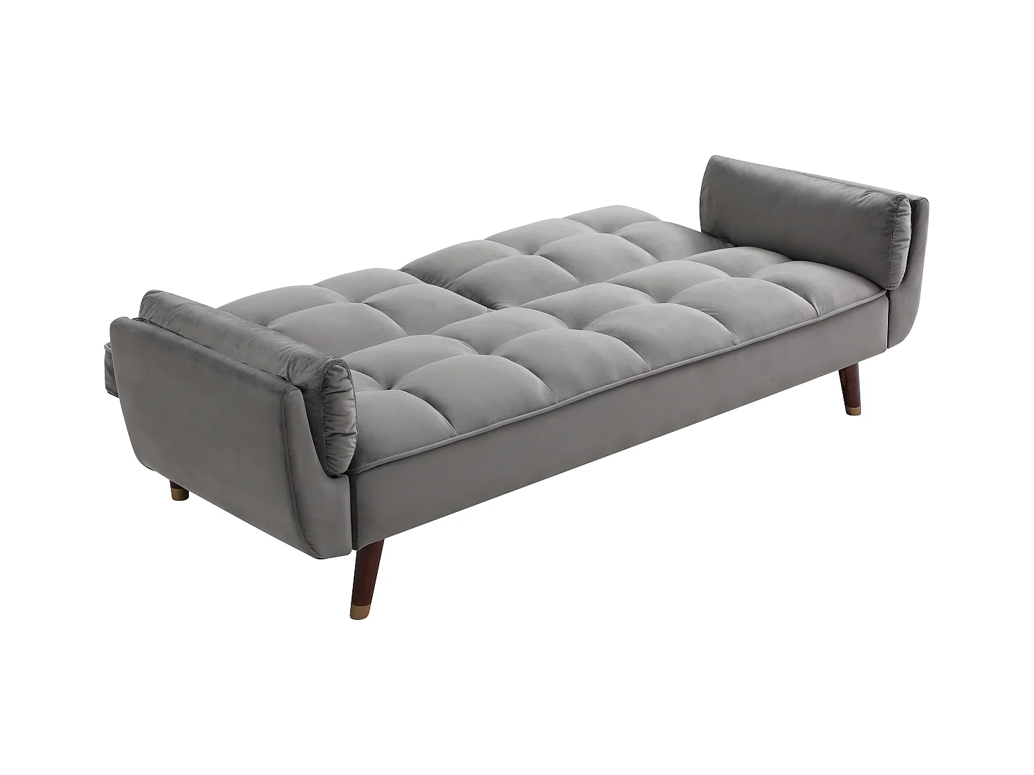 Klappsofa 3-Sitzer mit Schlaffunktion - Samt - Grau - GULCAN