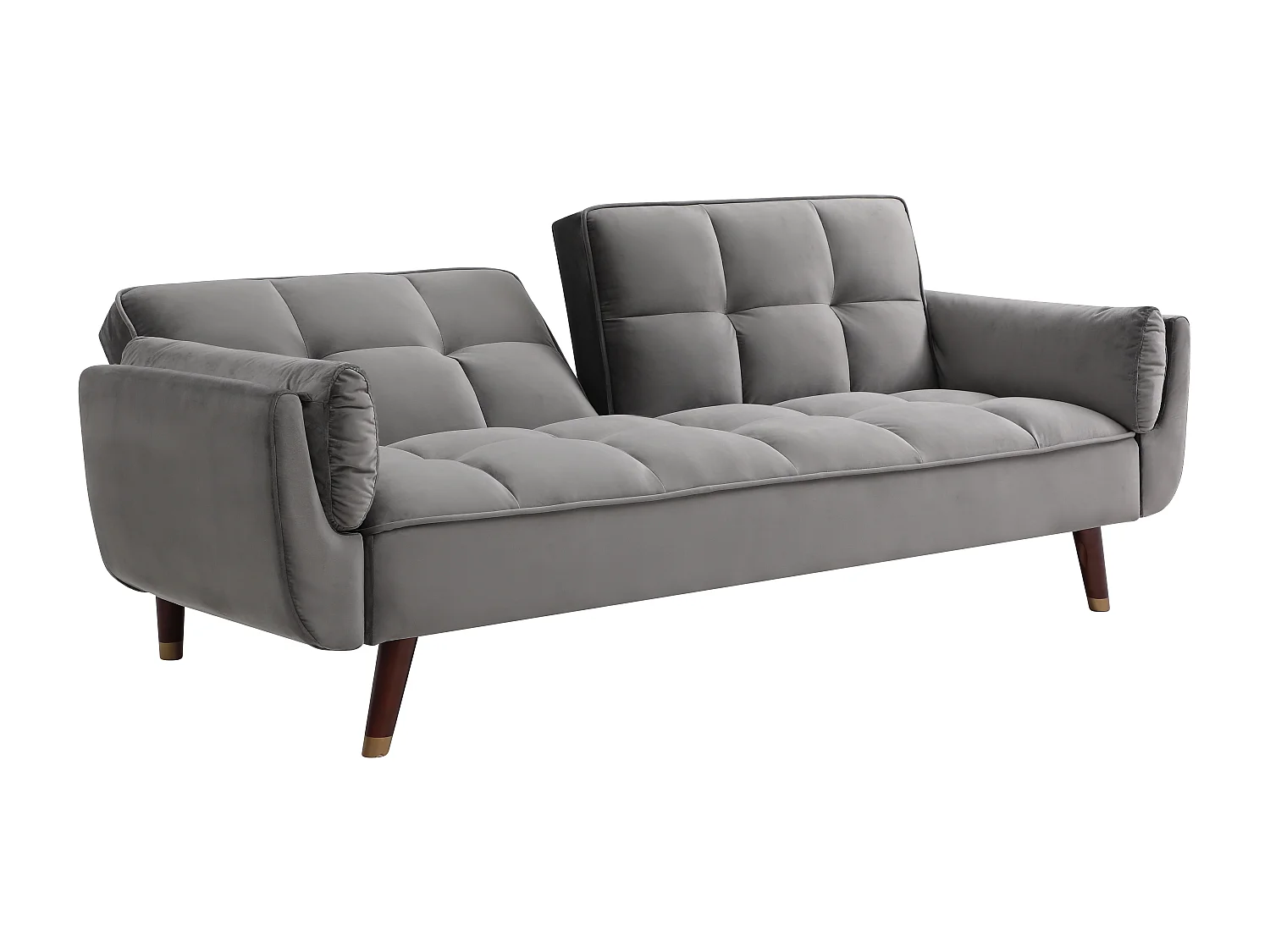 Canapé 3 places convertible clic-clac en velours gris GULCAN