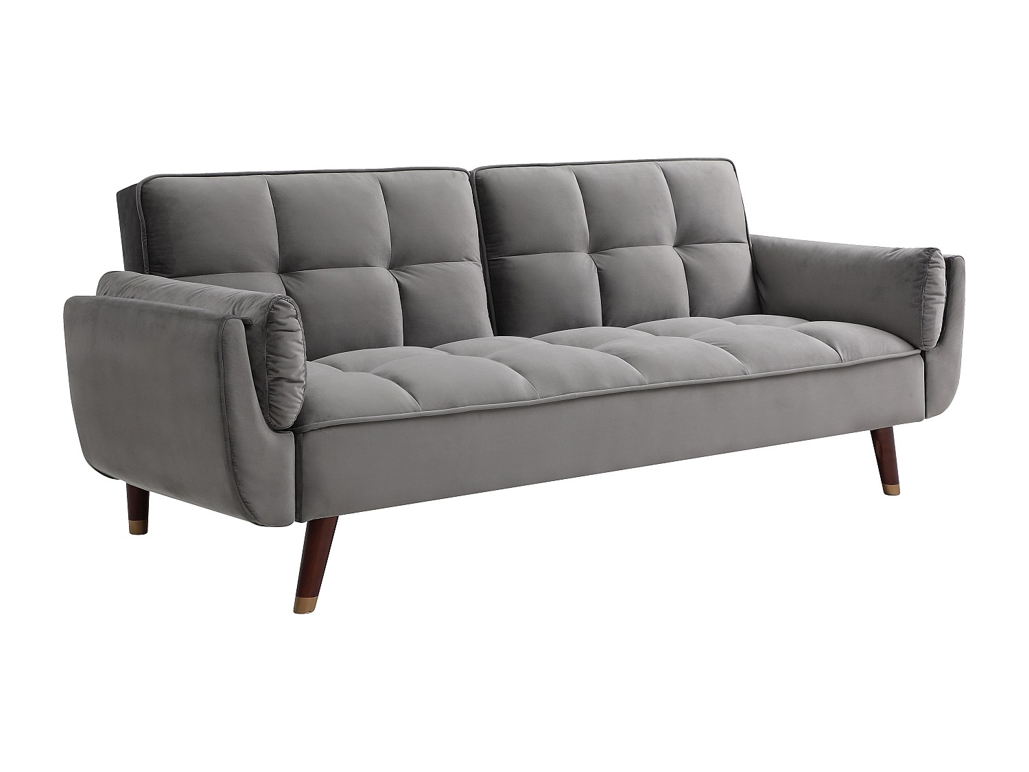 Klappsofa 3-Sitzer mit Schlaffunktion - Samt - Grau - GULCAN günstig online kaufen