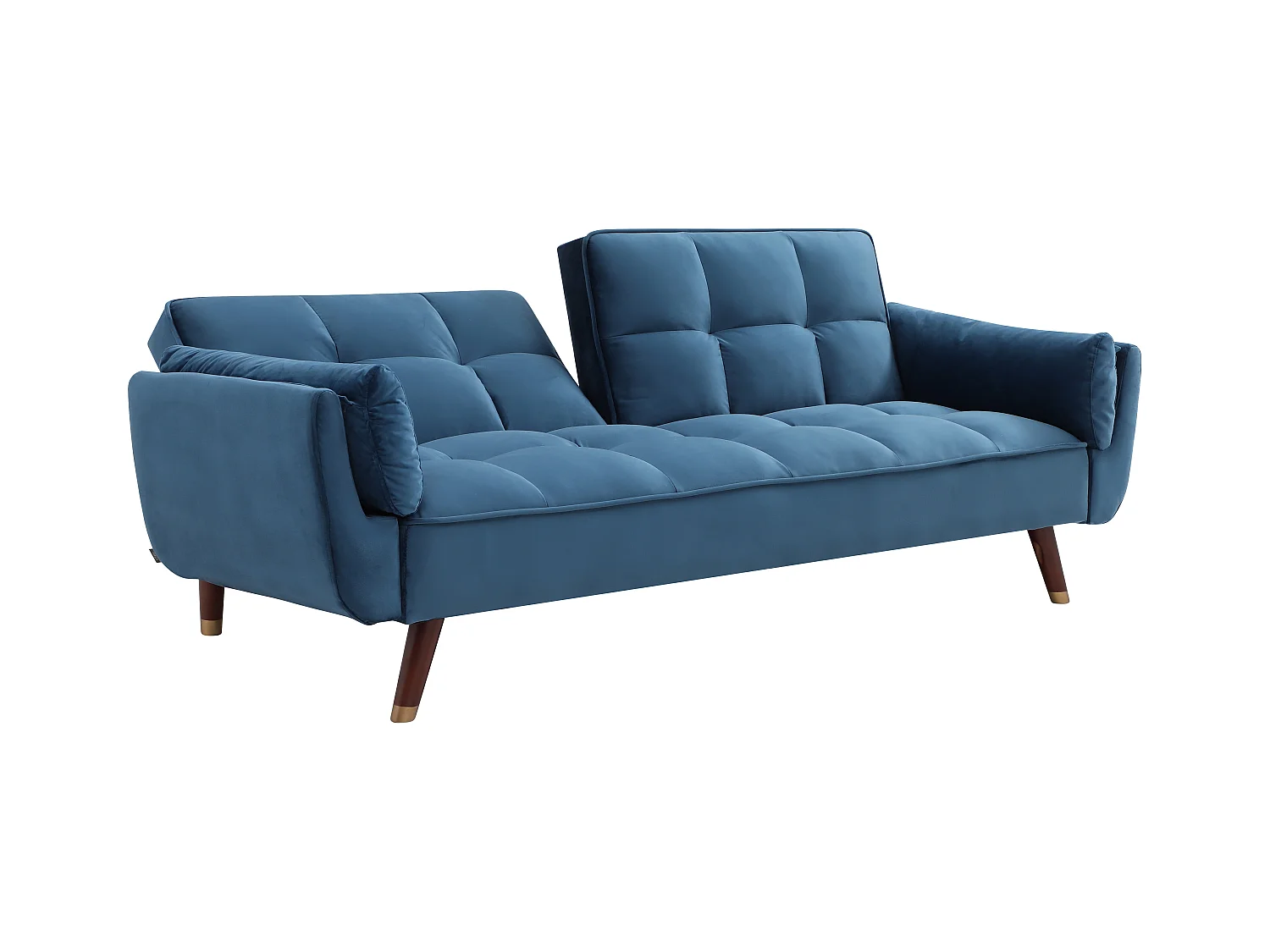 Klappsofa 3-Sitzer mit Schlaffunktion - Samt - Blau - GULCAN