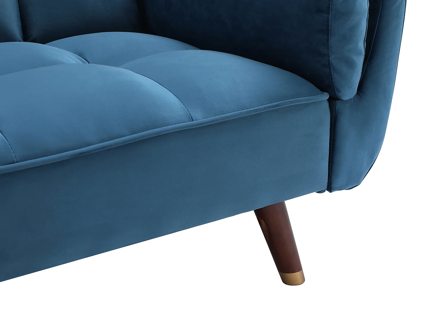 Driezitsslaapbank van blauw velours GULCAN