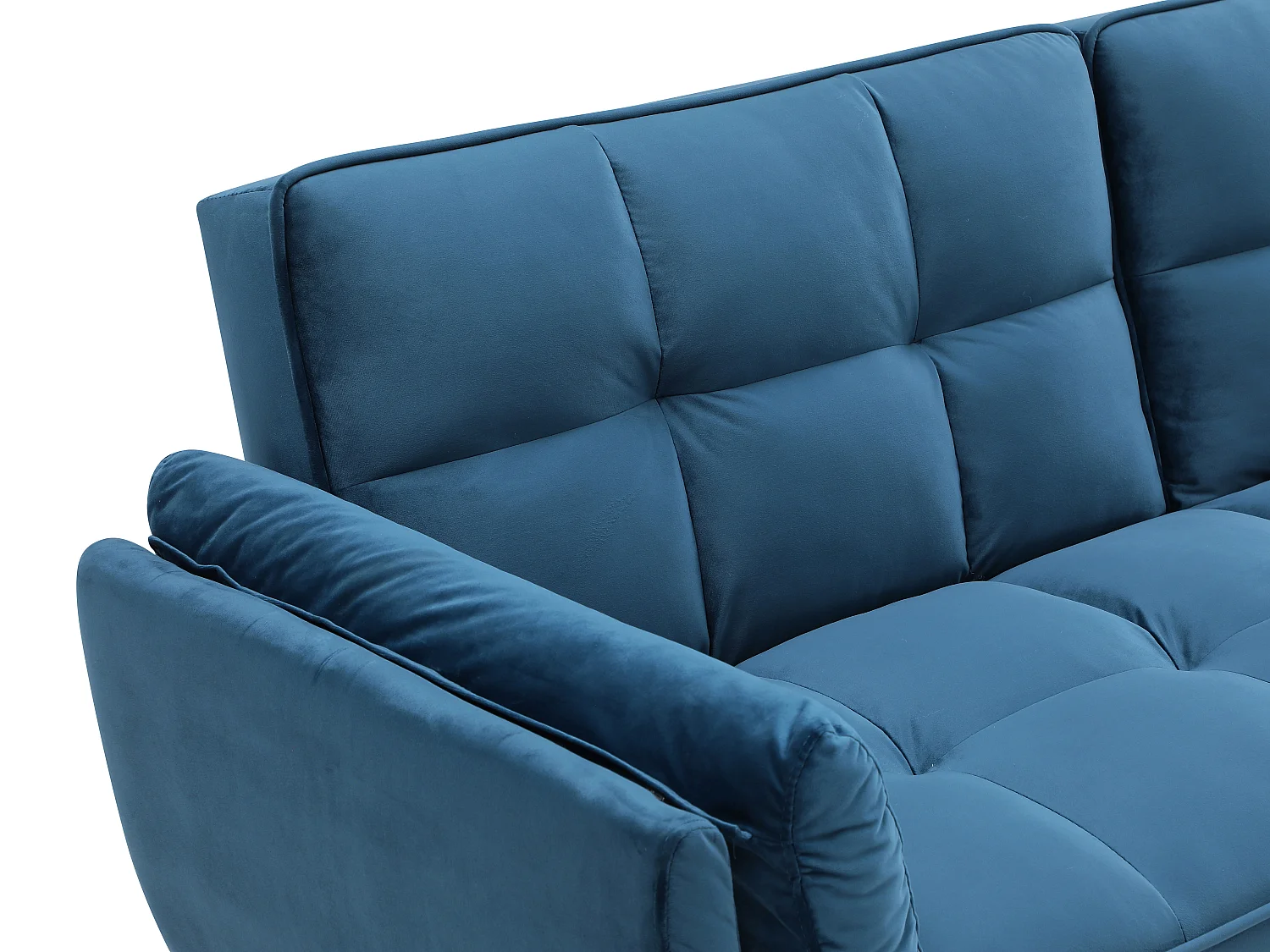 Driezitsslaapbank van blauw velours GULCAN