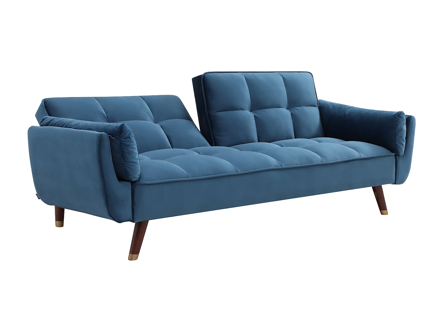 Driezitsslaapbank van blauw velours GULCAN