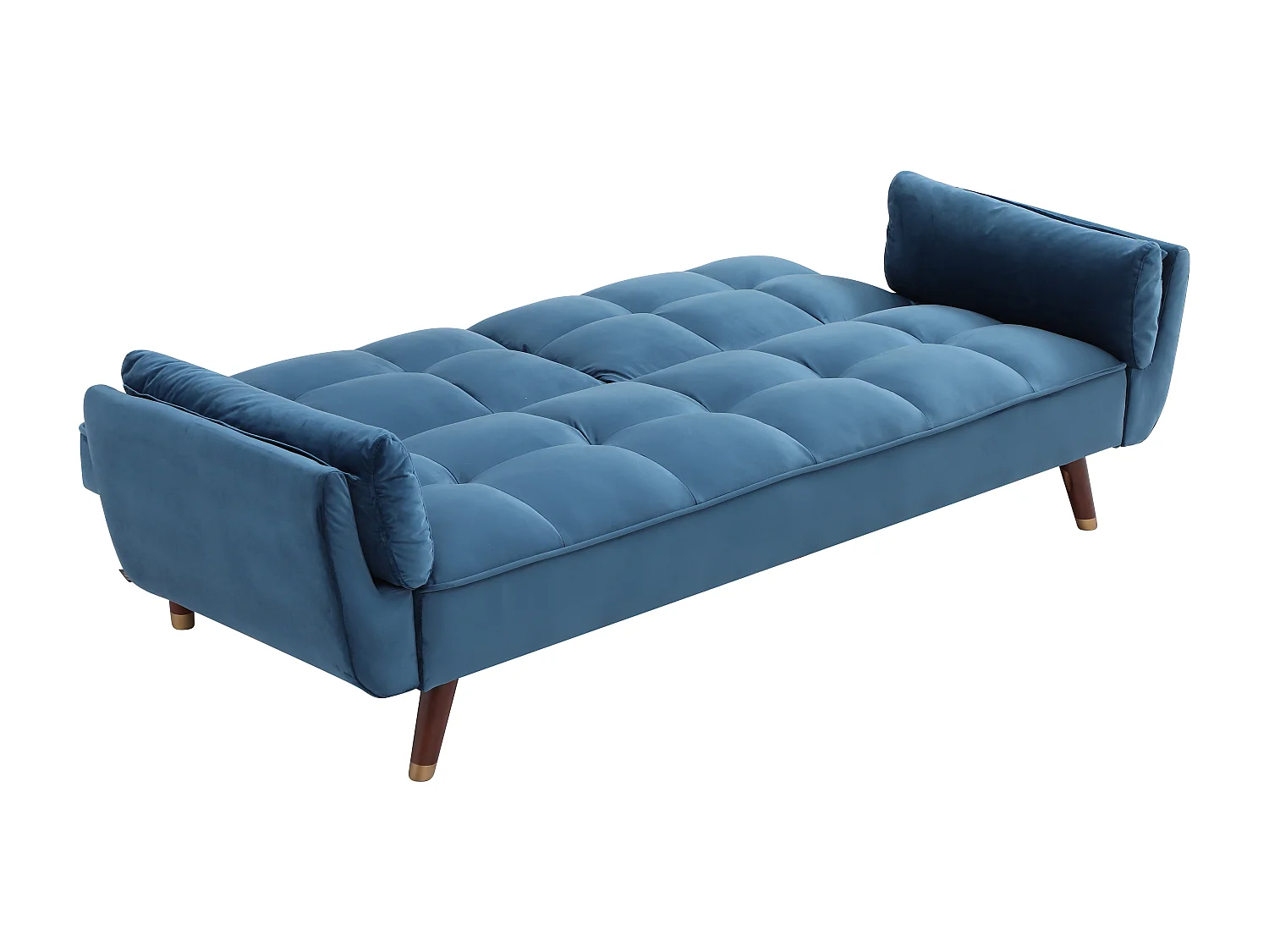 Driezitsslaapbank van blauw velours GULCAN