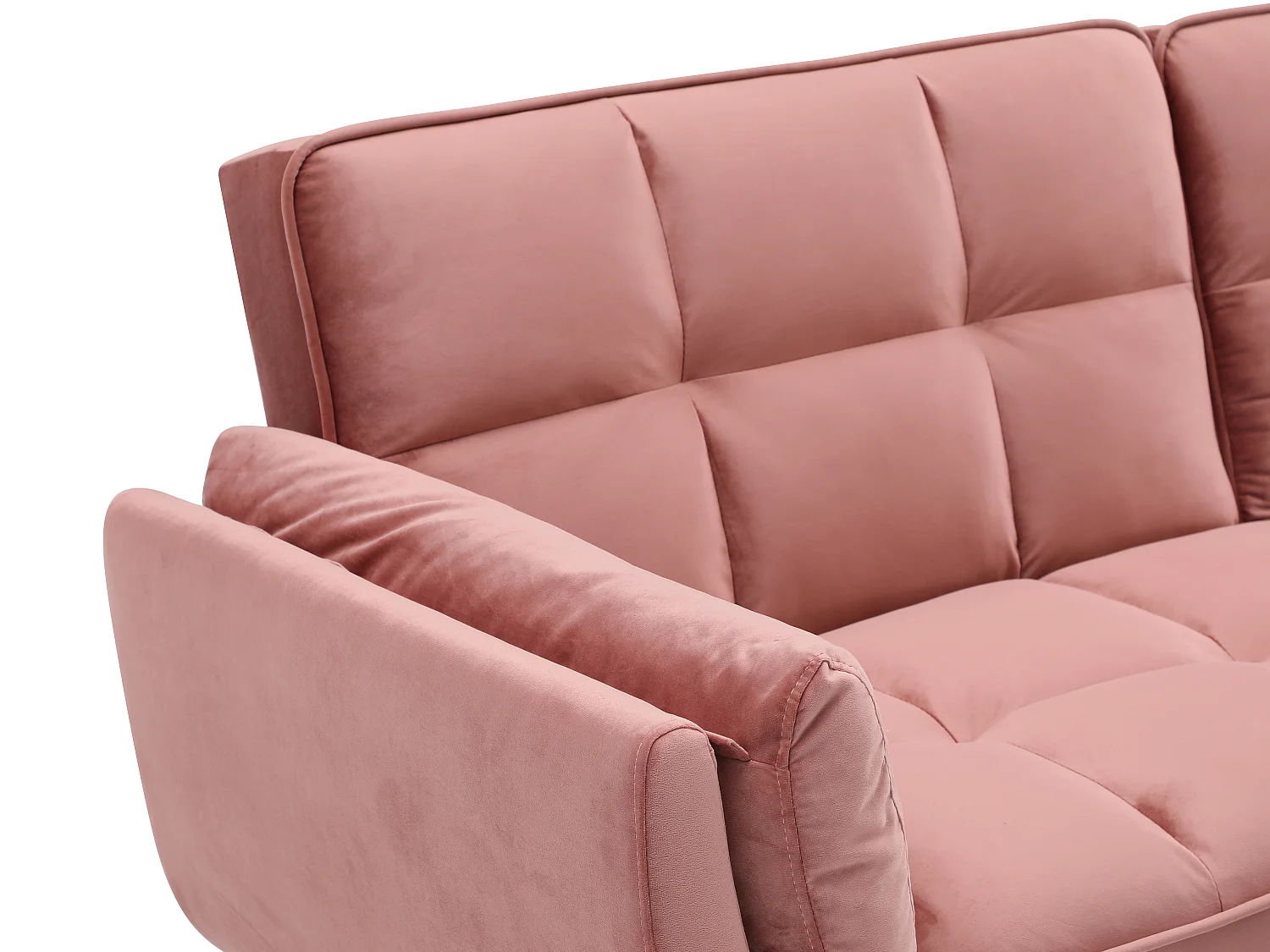 Canapé 3 places convertible clic-clac en velours rose GULCAN