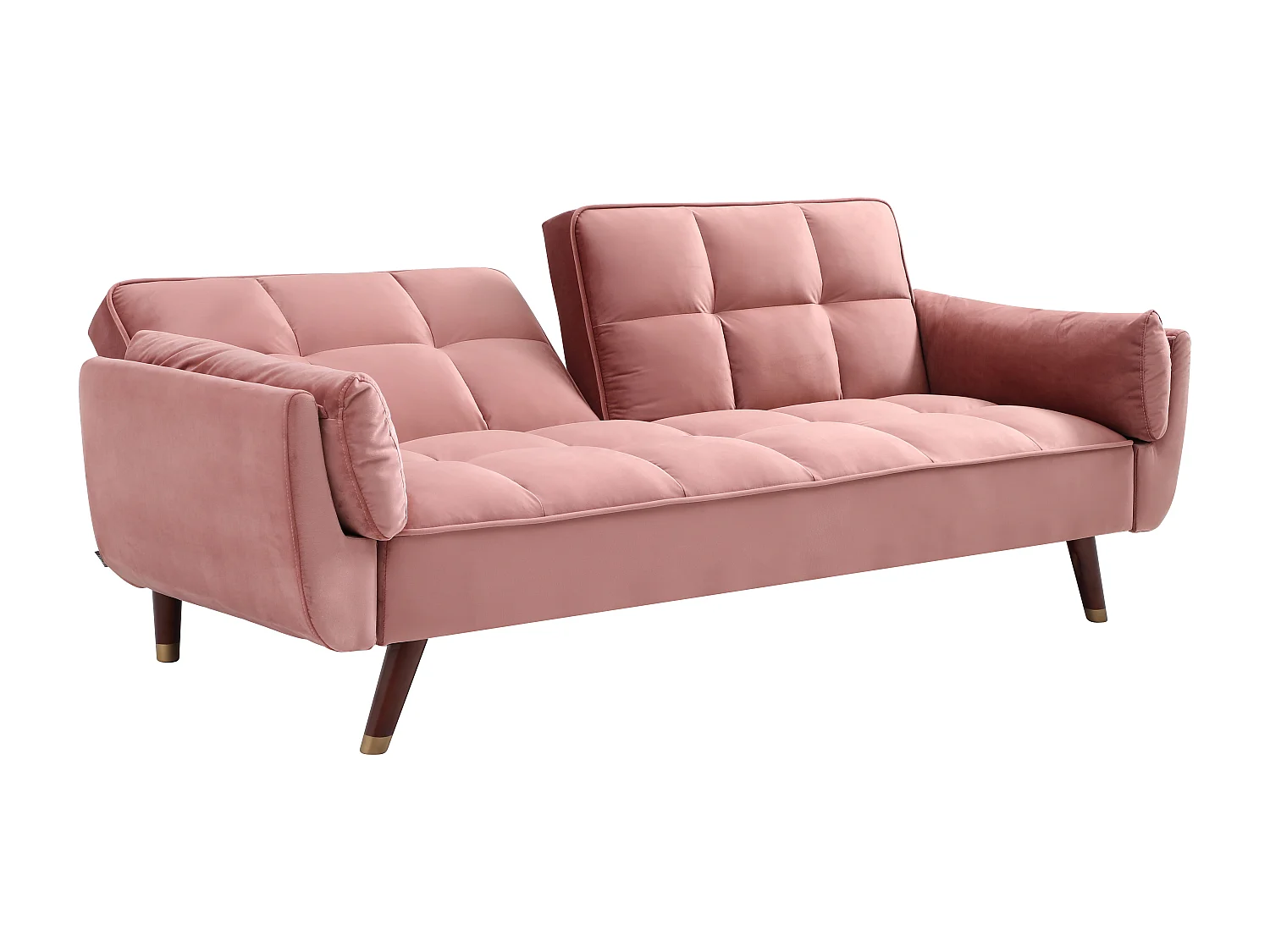 Canapé 3 places convertible clic-clac en velours rose GULCAN