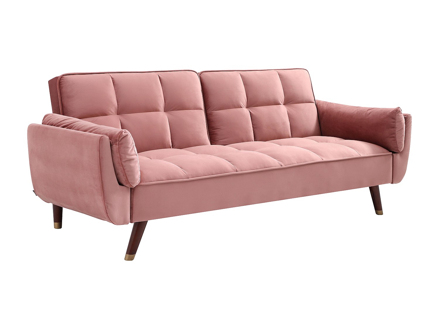 Klappsofa 3-Sitzer mit Schlaffunktion - Samt - Rosa - GULCAN günstig online kaufen