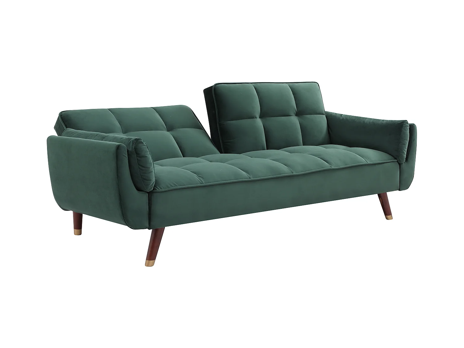 Driezitsslaapbank van groen velours GULCAN