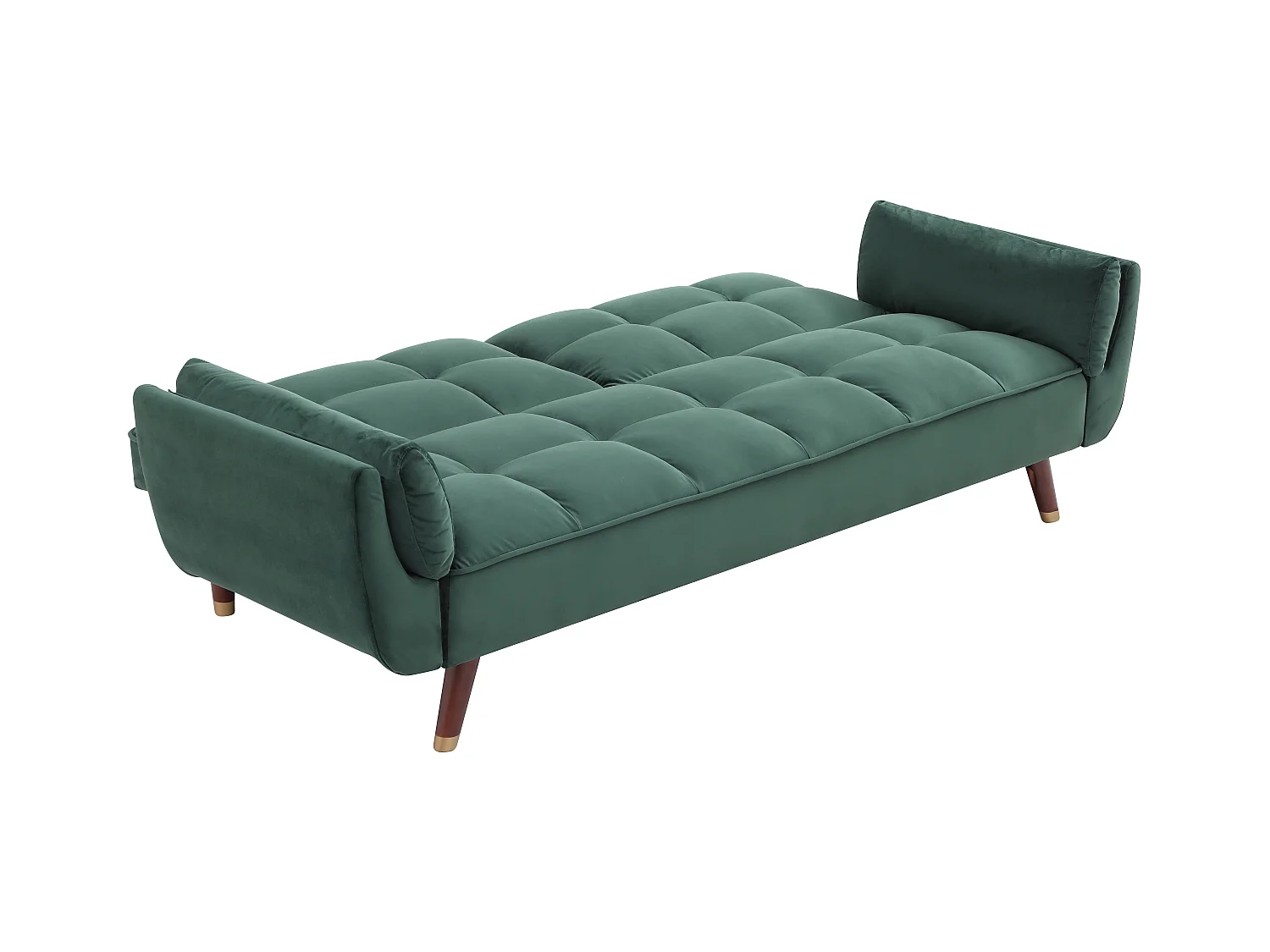 Driezitsslaapbank van groen velours GULCAN