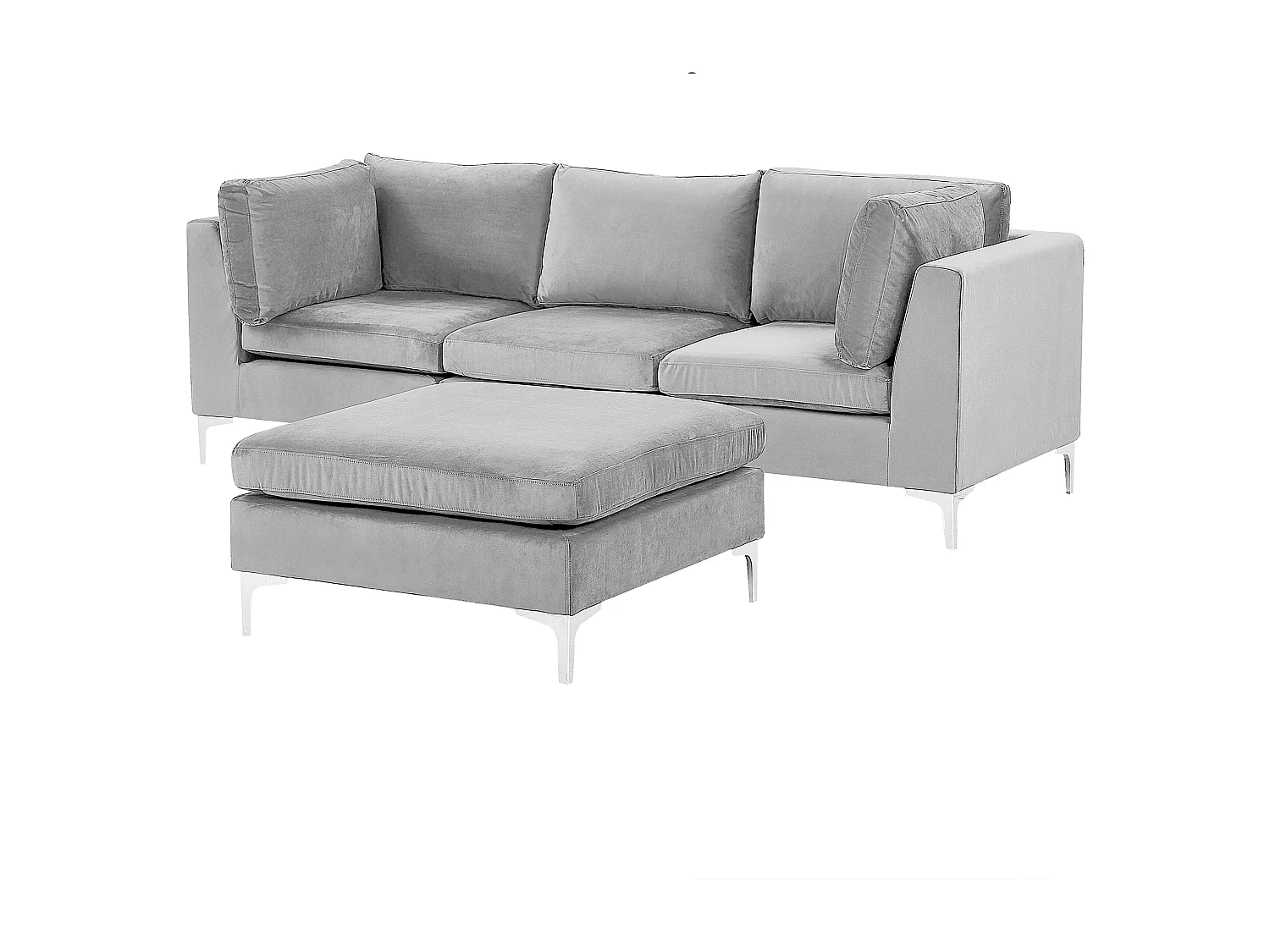 Modulaire bank EVJA Fluweel Grijs Met ottomaan 3-zitter