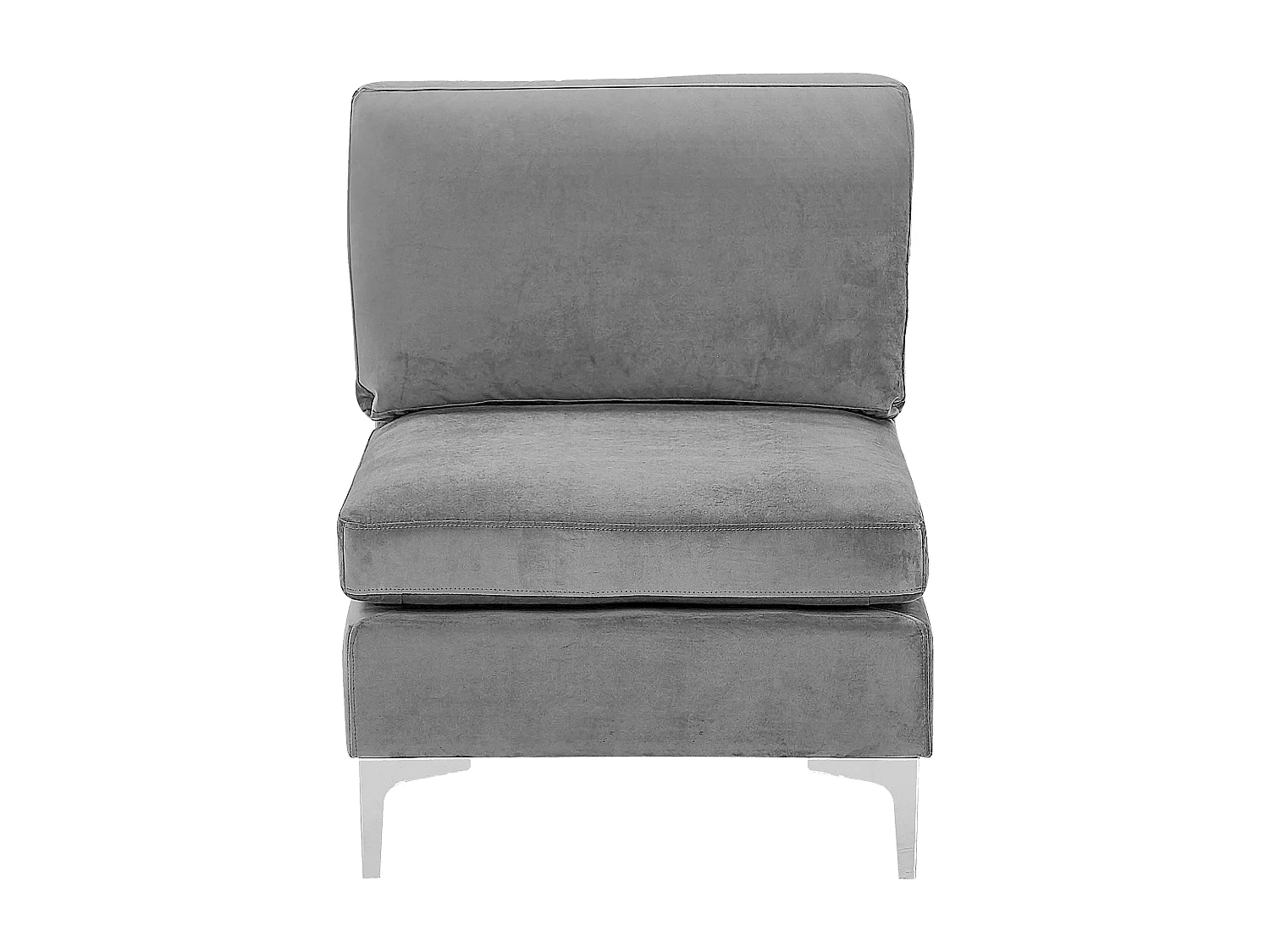 Modernes Modulsofa 3-Sitzer mit Ottomane Samtstoff grau Glamour Stil Evja