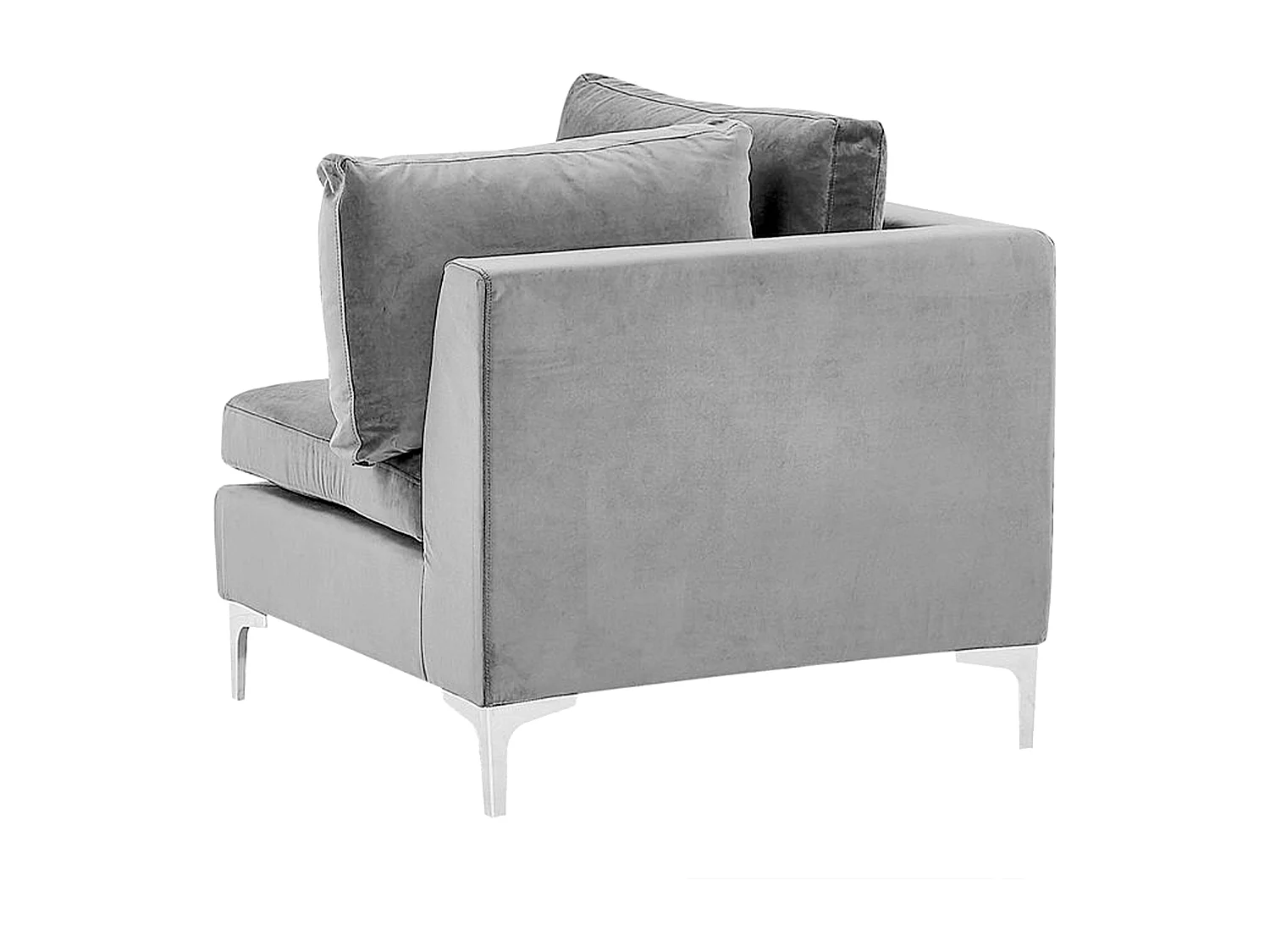 Modernes Modulsofa 3-Sitzer mit Ottomane Samtstoff grau Glamour Stil Evja