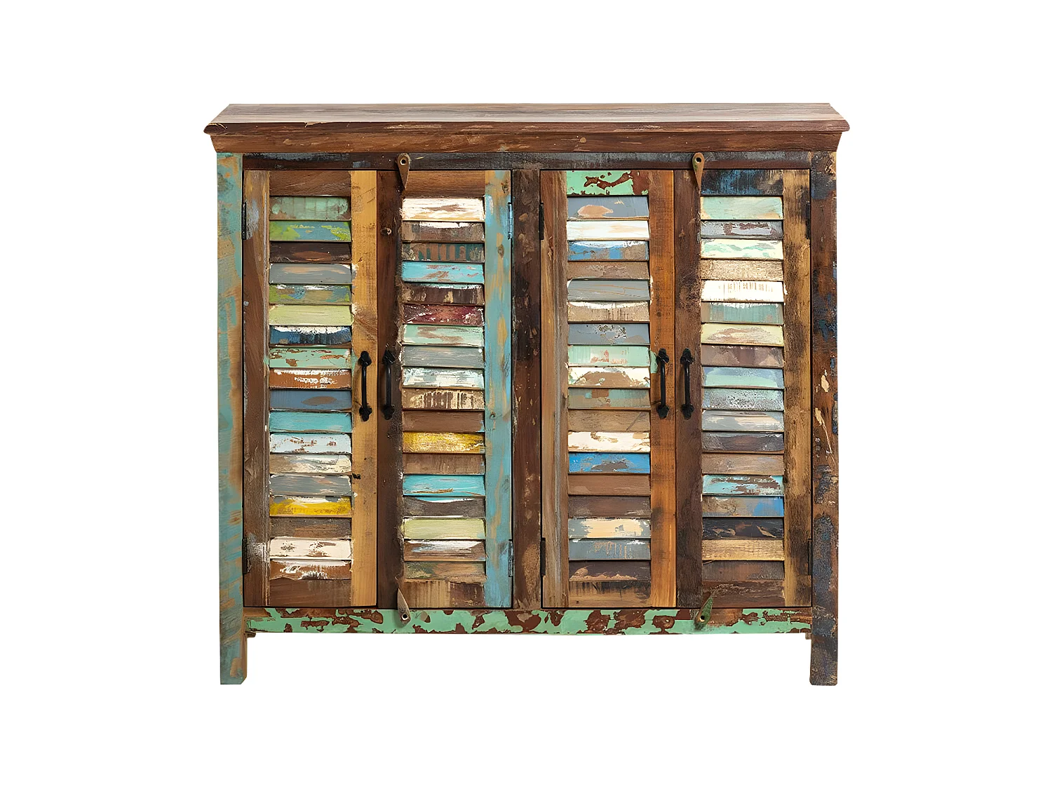 Petit buffet à  lattes en bois coloré Ethnik