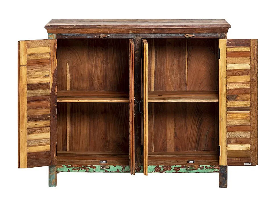 Petit buffet à  lattes en bois coloré Ethnik