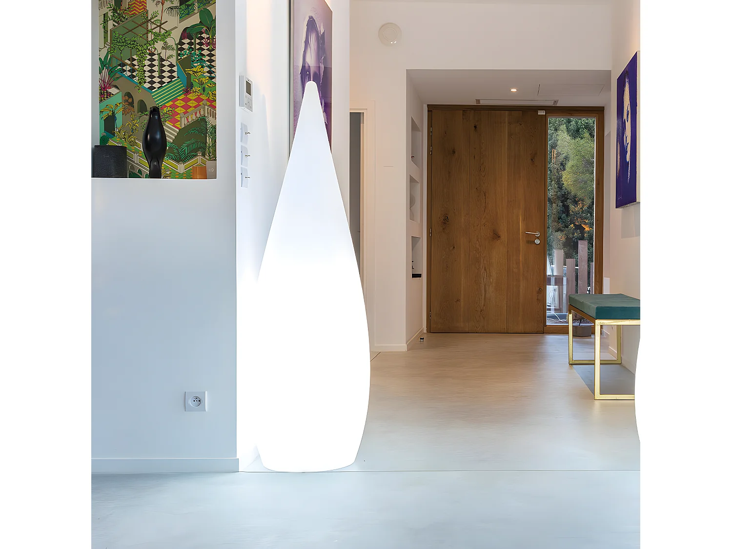 Lampadaire ext filaire CLASSY Blanc Polyéthylène H150CM