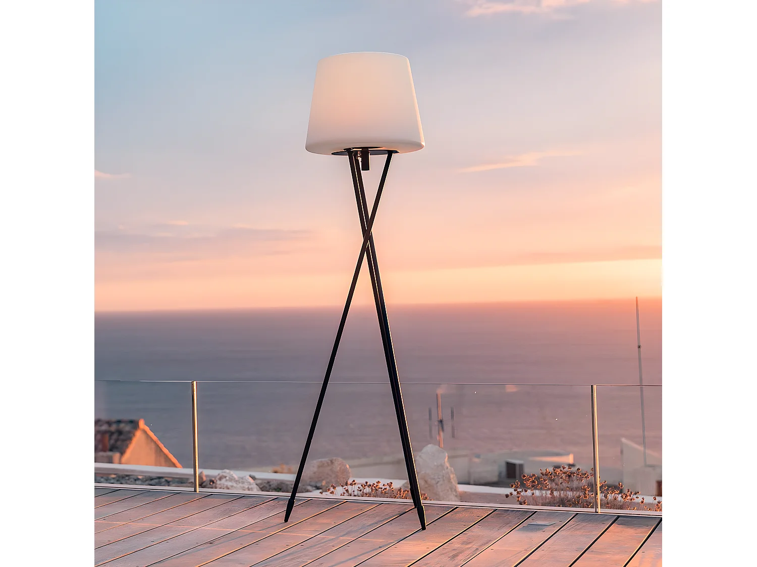 Lampadaire extérieur sans fil TRY Blanc Polypropylène H150CM