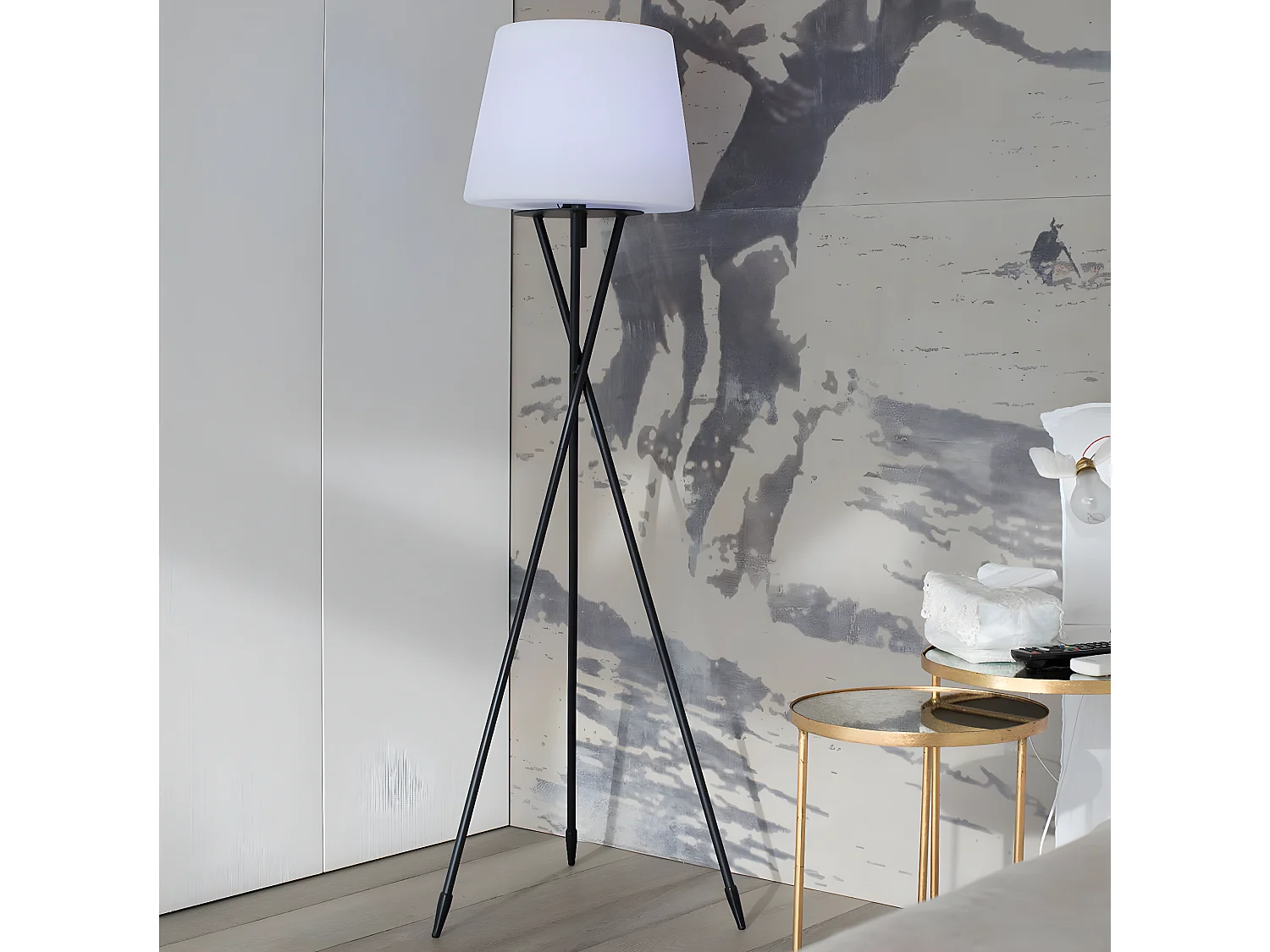 Lampadaire extérieur sans fil TRY Blanc Polypropylène H150CM