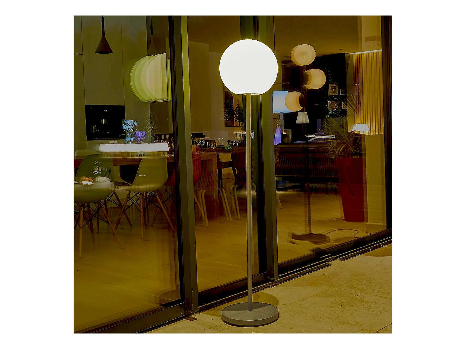 Lampadaire extérieur sans fil LUNY Blanc Polyéthylène H150CM