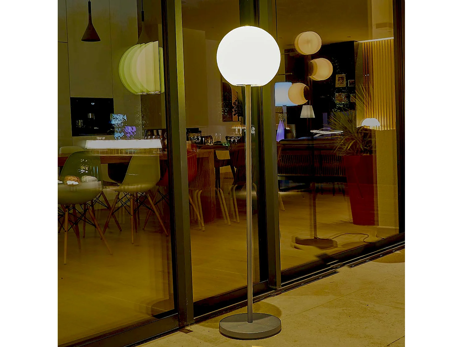 Lampadaire extérieur sans fil LUNY Blanc Polyéthylène H150CM