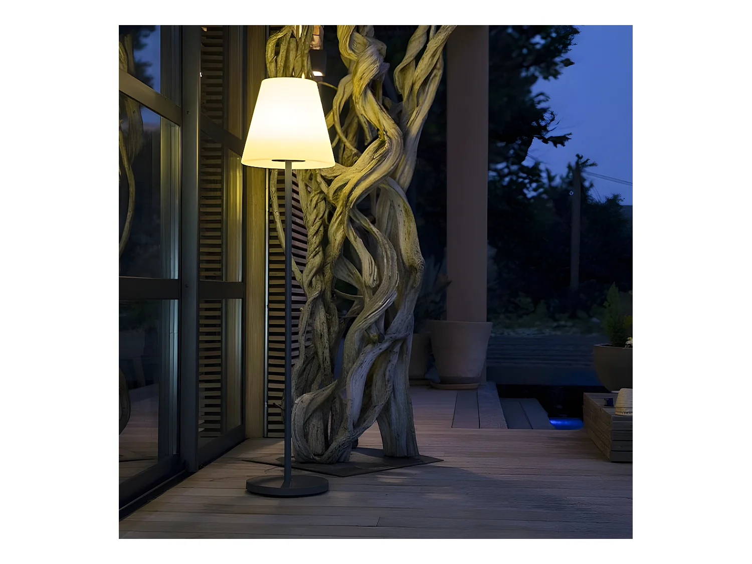Lampadaire extérieur sans fil STANDY Blanc Polypropylène H150CM