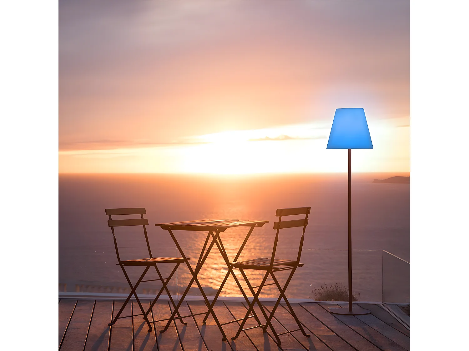 Lampadaire extérieur sans fil STANDY Blanc Polypropylène H150CM