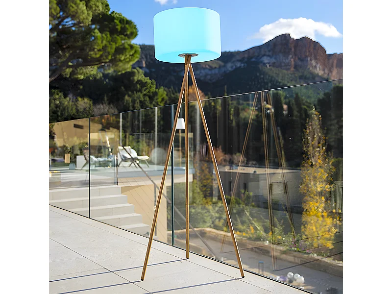 Lampadaire extérieur sans fil TAMBOURY Bois Polyéthylène H155CM