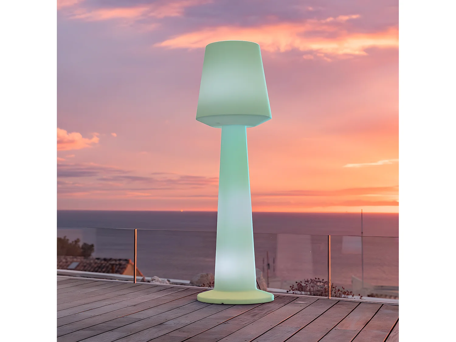 Lampadaire extérieur sans fil AUSTRAL Blanc Polypropylène H110CM