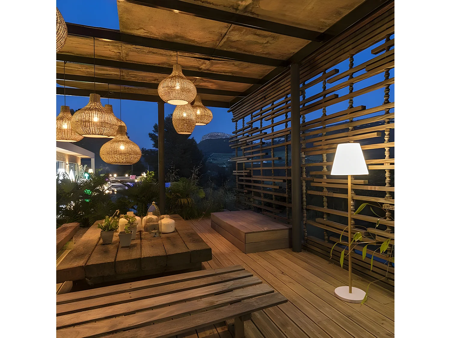 Lampadaire solaire STANDY Bois Metal H150cm