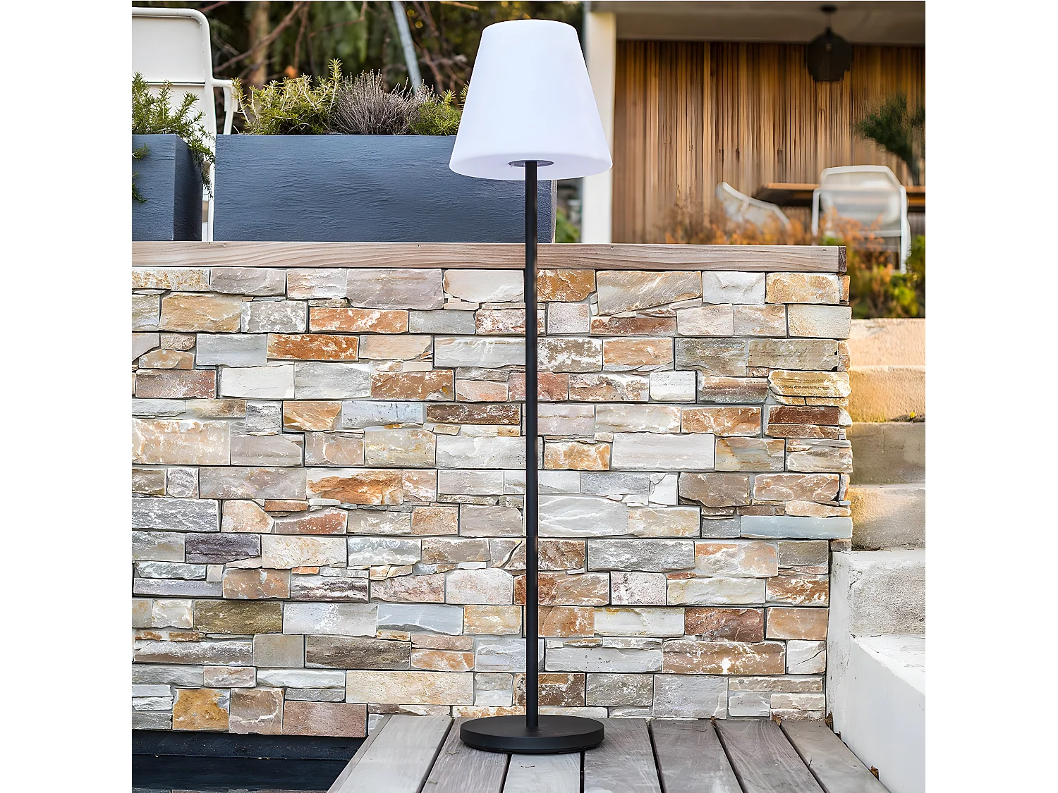 Lampadaire lumineux solaire STANDY Blanc Acier H150cm