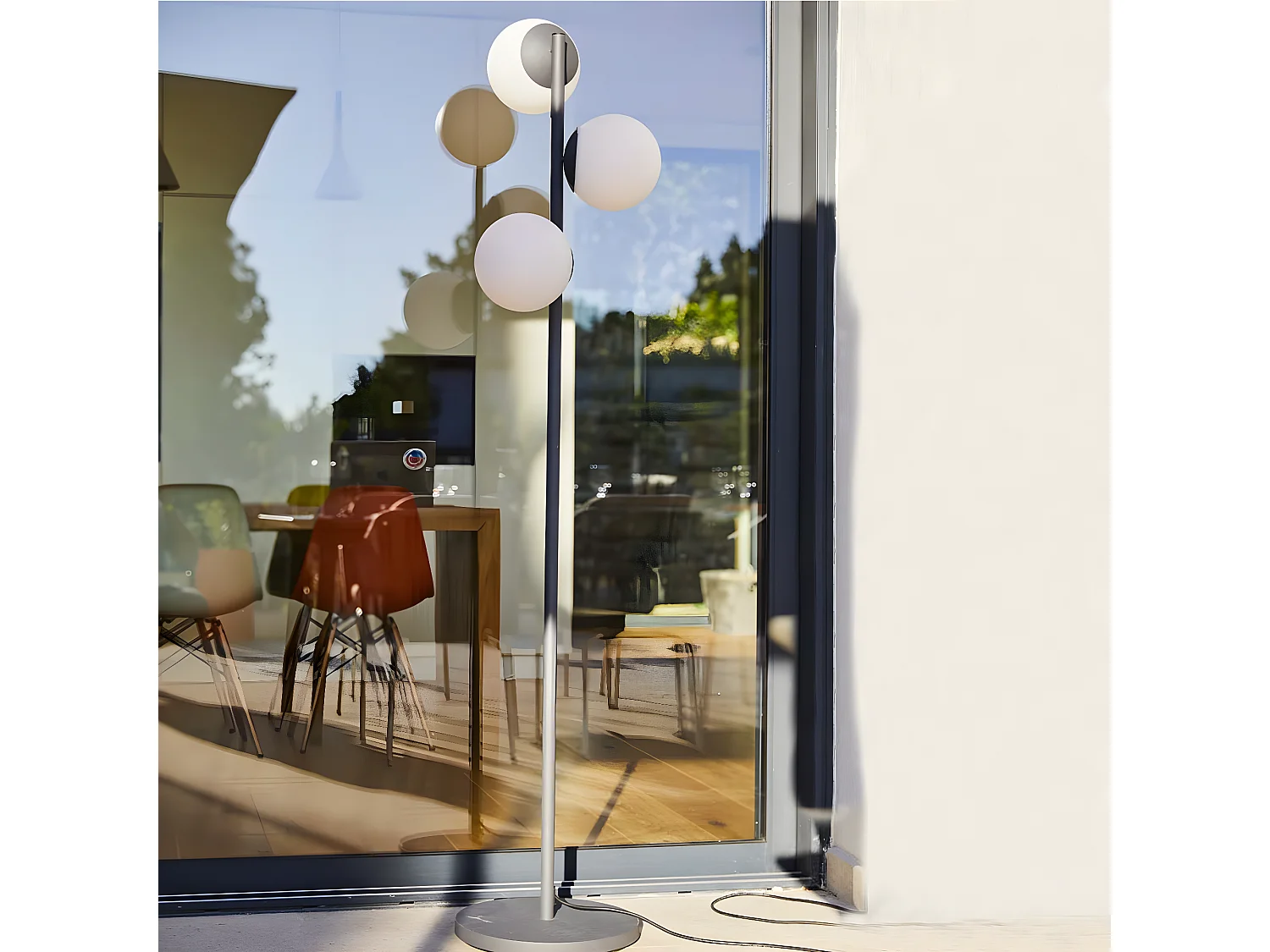 Lampadaire ext filaire GLOBY Gris anthracite Acier H175CM