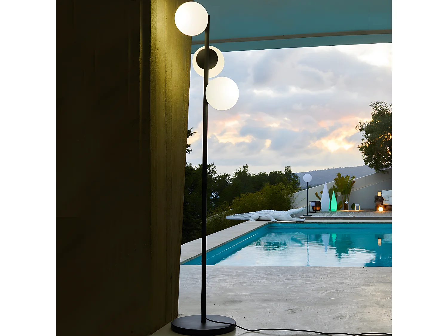 Lampadaire ext filaire GLOBY Gris anthracite Acier H175CM