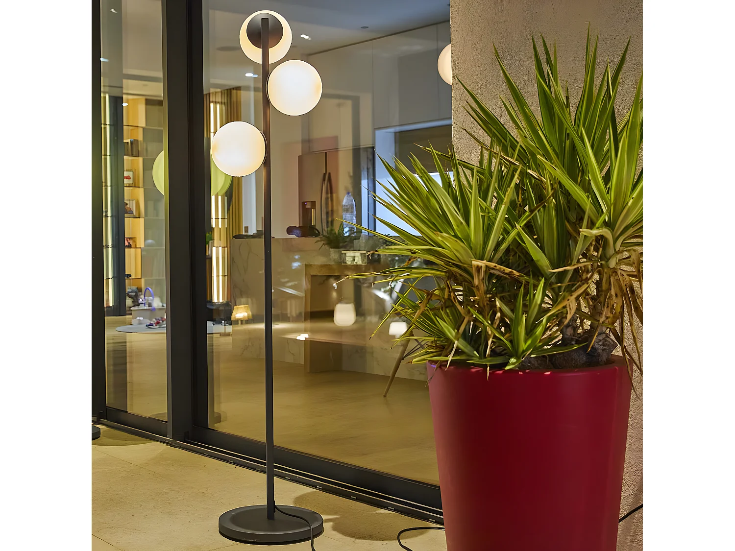 Lampadaire ext filaire GLOBY Gris anthracite Acier H175CM