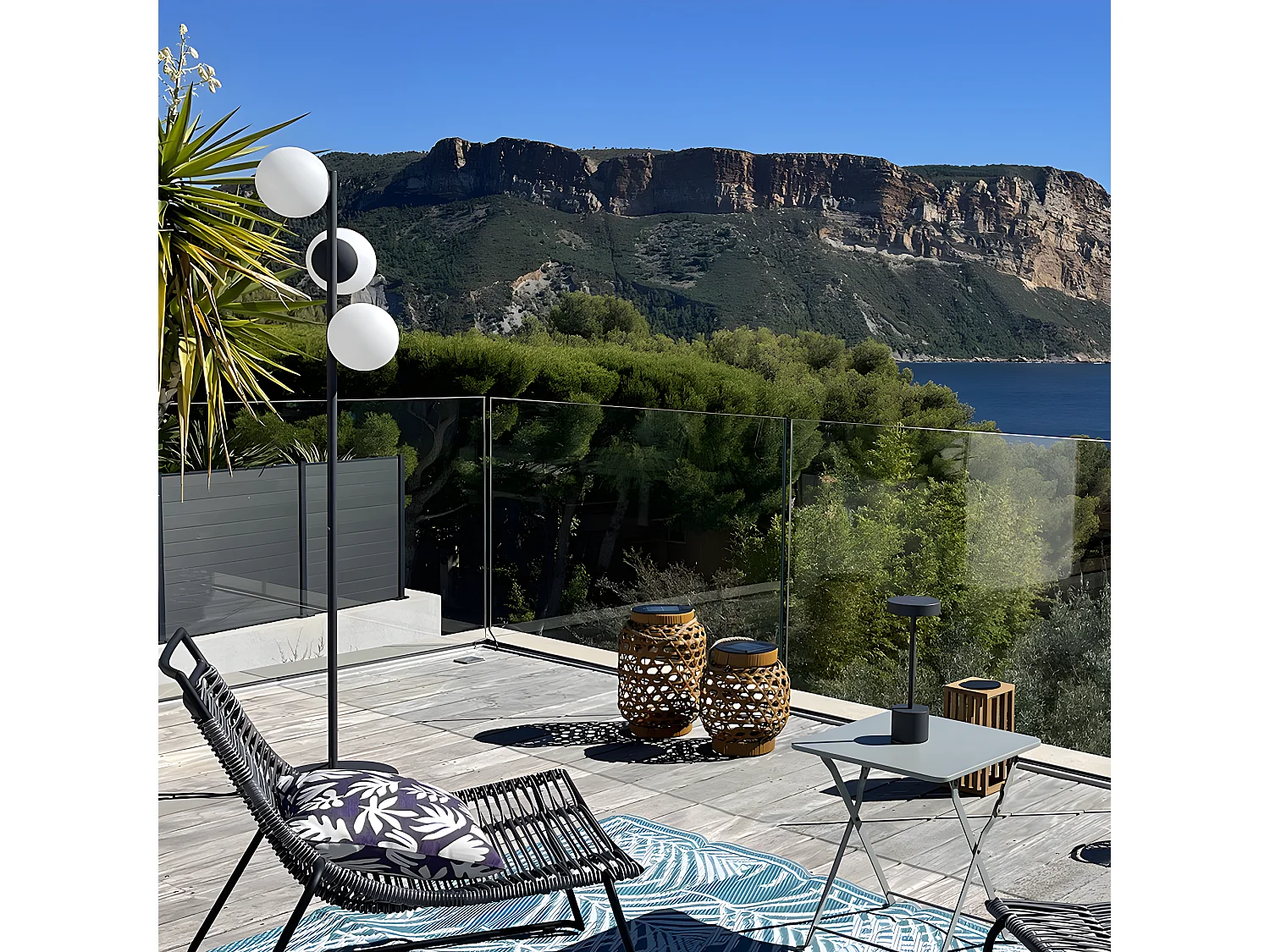 Lampadaire ext filaire GLOBY Gris anthracite Acier H175CM